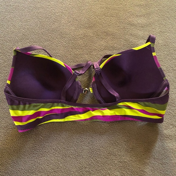 World Wide Bra. Green and purple neon stripes. Size 36 B - Picture 2 of 3